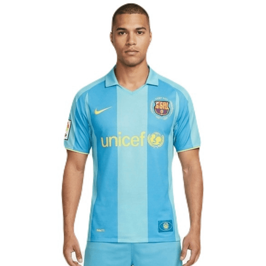 Barcelona Auswärtstrikot 07/08 Herren Fantrikot Blau (Retro)
