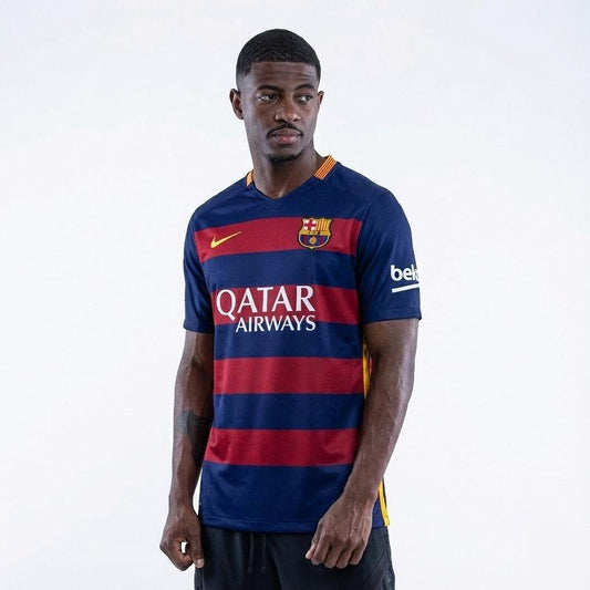 Barcelona Heimtrikot 15/16 Herren Fan-Version Blau und Granat (Retro)