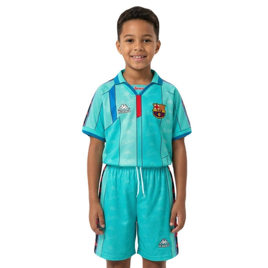 Barcelona Kinder-Set Auswärtstrikot 1996/97 Trikot und Shorts (Retro)