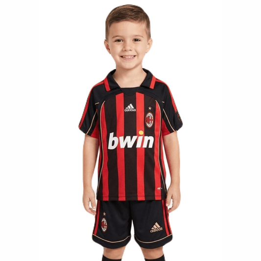 Kinder-Set AC Milan Heimtrikot 06/07 Rot und Schwarz (Retro)