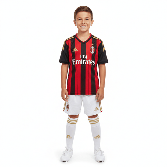 Kinder-Set AC Milan Heimtrikot 14/15 Rot und Schwarz (Retro)
