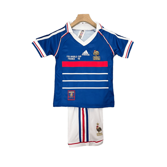 Kinder-Set Frankreich Heimtrikot 98/99 Blau und Weiß (Retro)