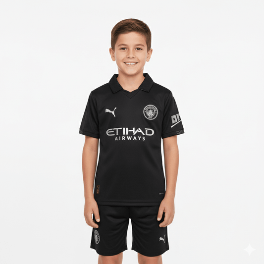 Kinder-Set Manchester City Auswärtsset 25/26 Trikot und Shorts