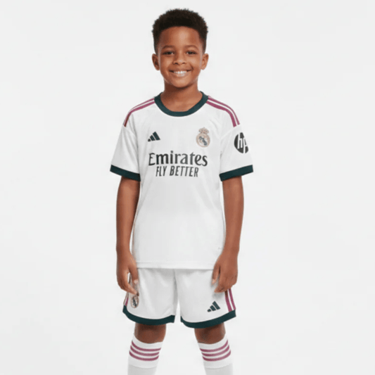Kinder-Set Real Madrid Heimtrikot 26/27 Trikot und Shorts Weiß