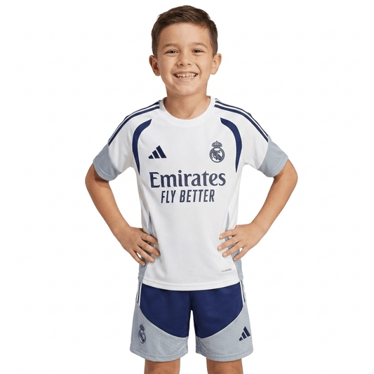 Kinder-Set Real Madrid Training 26/27 Trikot Weiß Und Shorts