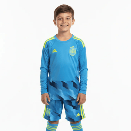 Kinder-Set Spanien Langarm Torwart 26/27 Trikot und Shorts