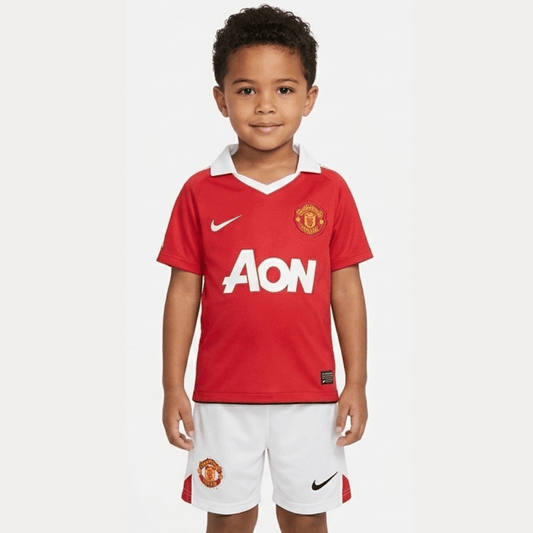 Manchester United Kinder-Set Heim 10/11 Rot und Weiß (Retro)