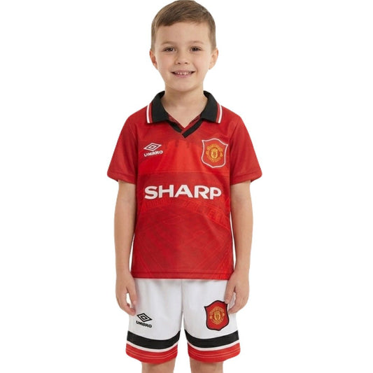 Manchester United Kinder-Set Heimtrikot 94/96 Rot und Weiß (Retro)
