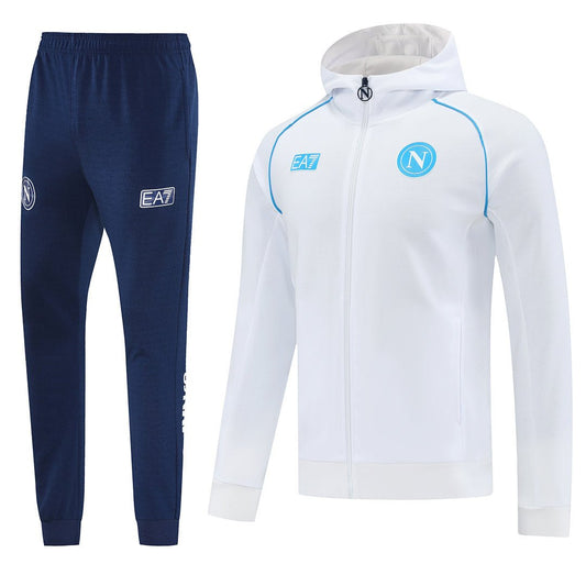 Napoli Trainingsanzug 25/26 Windacke Weiß und Hose Dunkelblau
