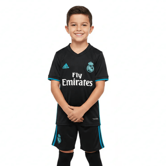 Real Madrid Kinder-Set Auswärtstrikot 17/18 Schwarz (Retro)