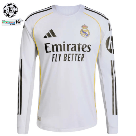Real Madrid Langarm Heimtrikot 25/26 Herren Spieler-Version mit Patches