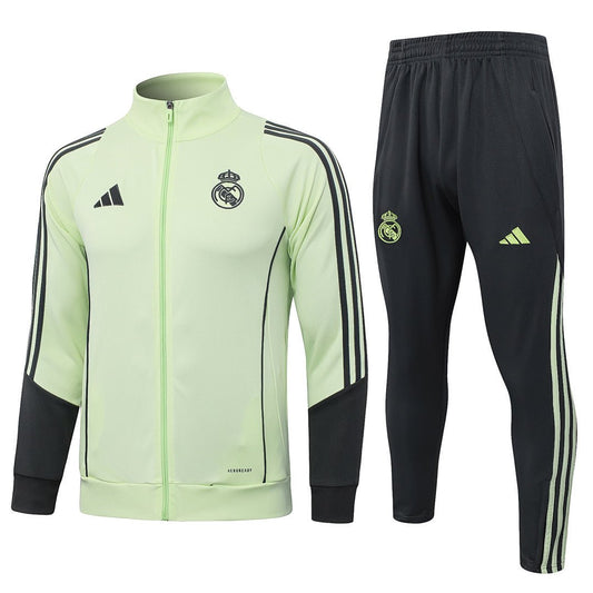 Real Madrid Trainingsanzug 25/26 Jacke Grün und Hose Grau Herren