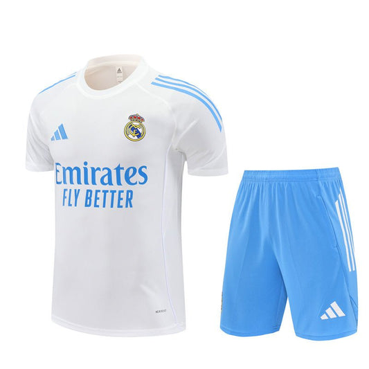 Real Madrid Trainingsset 25/26 Trikot Weiß und Shorts Blau