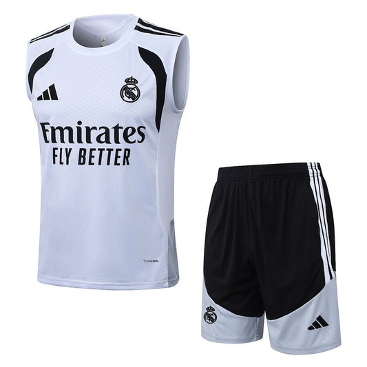 Real Madrid Trainingsset 26/27 Tanktop Weiß und Shorts Schwarz