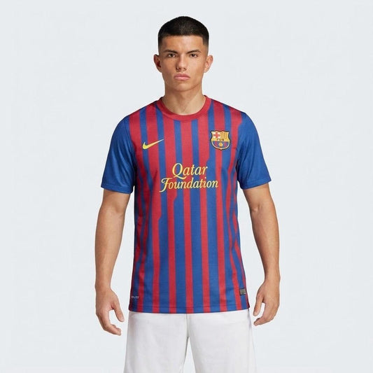 Barcelona Heimtrikot 11/12 Herren Fan-Version Blau und Granat (Retro)
