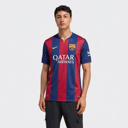 Barcelona Heimtrikot 14/15 Herren Fan-Version Blau und Granat (Retro)