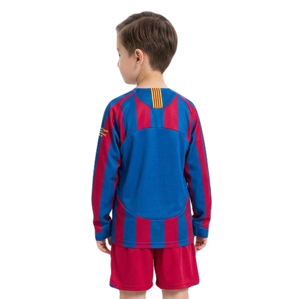 Barcelona Kinder-Set Heimtrikot Langarm 2005/06 Trikot und Shorts (Retro)
