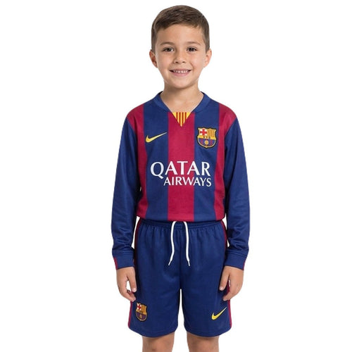 Barcelona Kinder-Set Heimtrikot Langarm 2014/15 Trikot und Shorts (Retro)