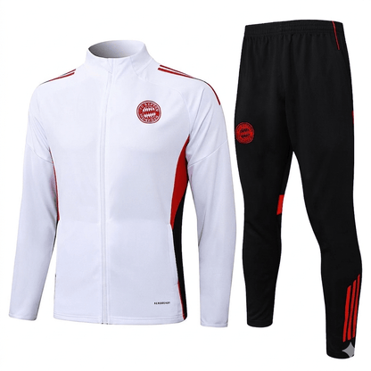 Bayern München Trainingsanzug 25/26 Jacke Weiß und Hose Schwarz