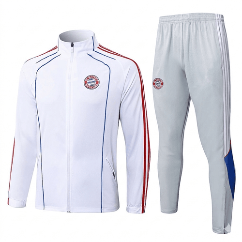 Bayern München Trainingsanzug 25/26 Jacke Weiß und Hose Grau