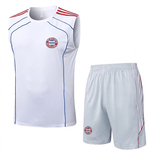 Bayern München Trainingsset 25/26 Tanktop Weiß und Shorts Grau