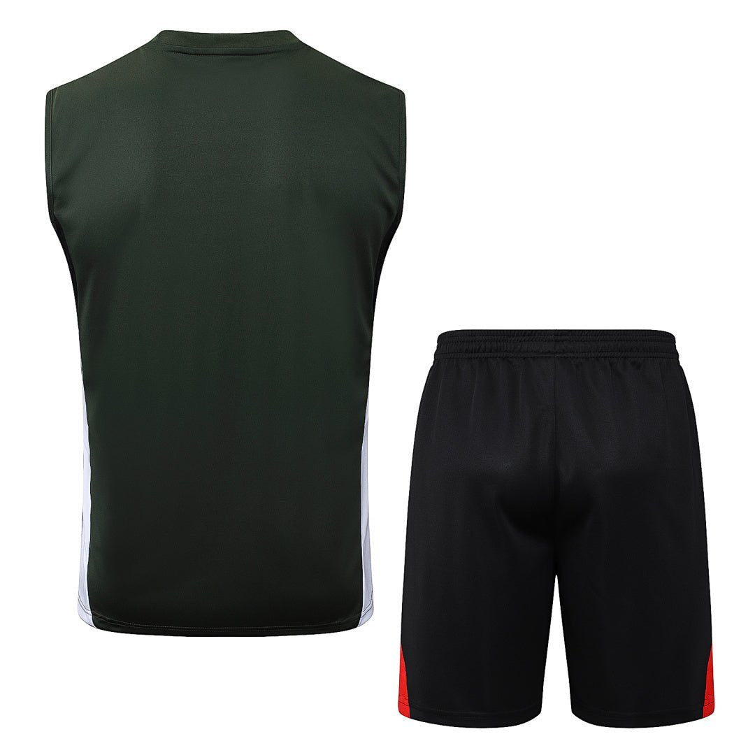 Bayern München Trainingsset 25/26 Tanktop Grün und Shorts Schwarz