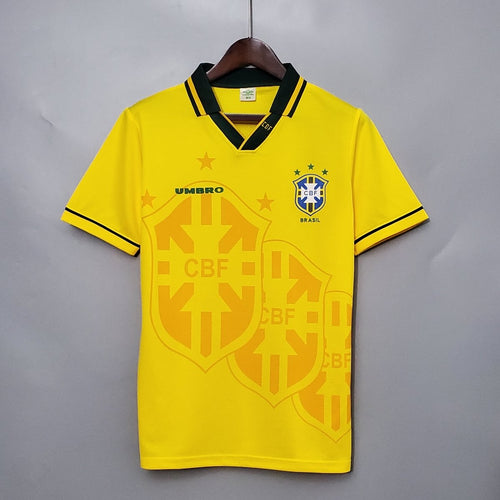 Brasilien Heimtrikot 1994 Herren Fan-Version Gelb (Retro)