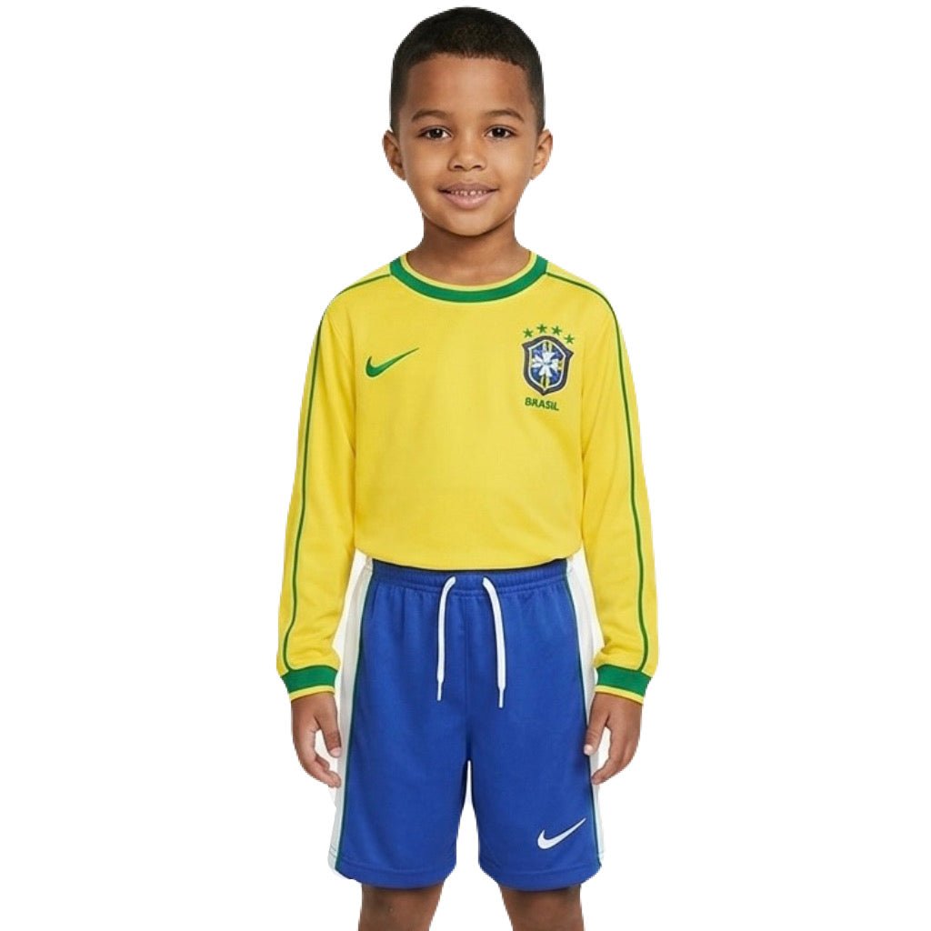 Brasilien Kinder-Set Heimtrikot Langarm 1998 Trikot und Shorts (Retro)