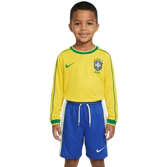 Brasilien Kinder-Set Heimtrikot Langarm 1998 Trikot und Shorts (Retro)