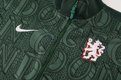 Chelsea Trainingsanzug 25/26 Jacke Grün und Hose Schwarz Herren