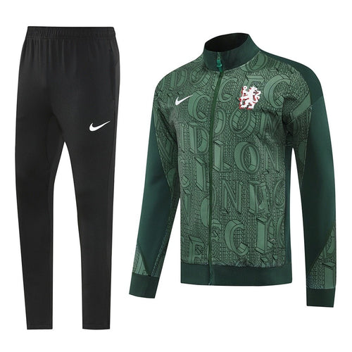 Chelsea Trainingsanzug 25/26 Jacke Grün und Hose Schwarz Herren