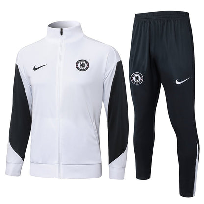 Chelsea Trainingsanzug 25/26 Jacke Weiß und Hose Schwarz