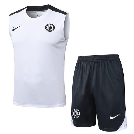 Chelsea Trainingsset 25/26 Tanktop Weiß und Shorts Schwarz
