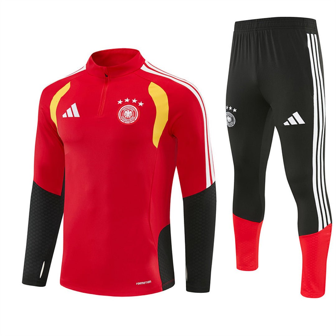 Deutschland Trainingsanzug 26/27 Herren Jacke Rot und Hose Schwarz