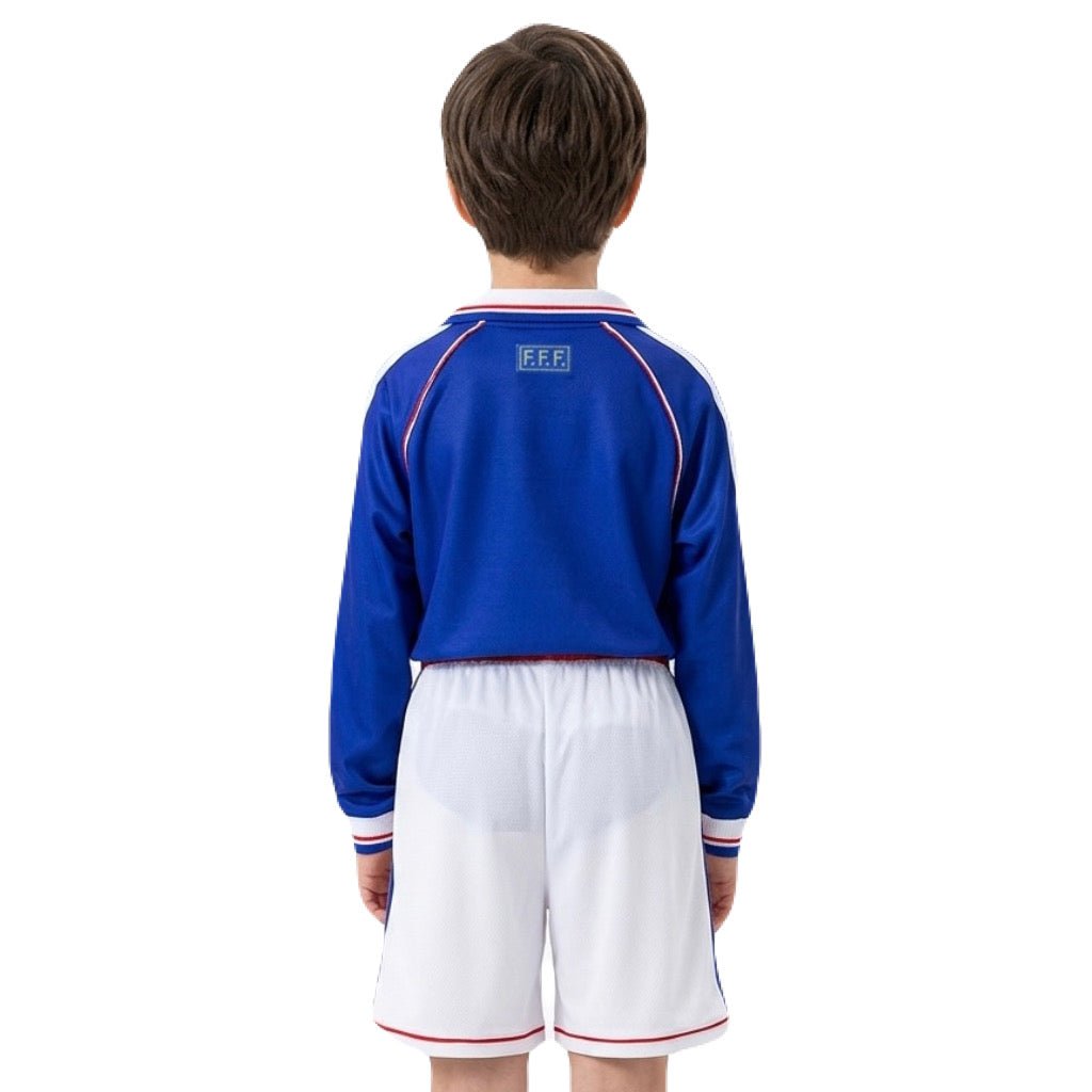 Frankreich Kinder-Set Heimtrikot Langarm 1998 Trikot und Shorts (Retro)