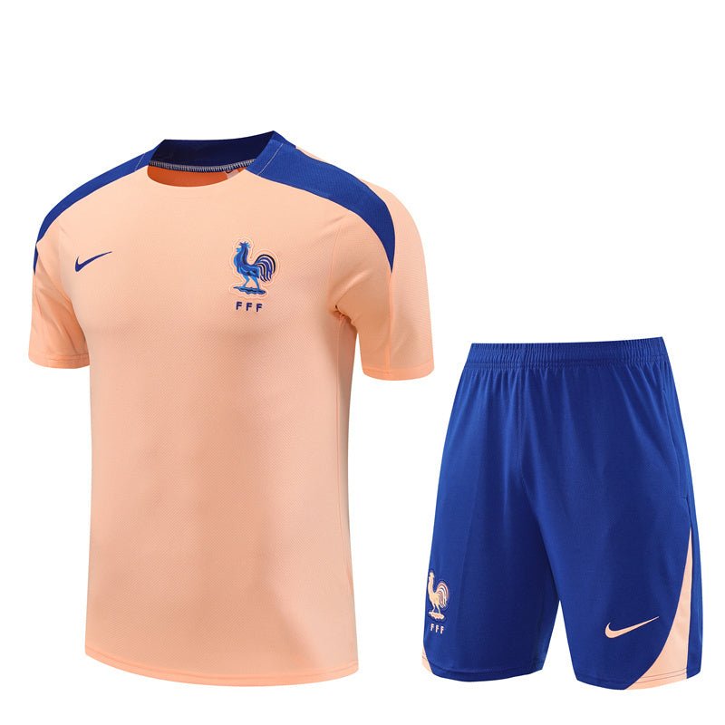 Frankreich Trainingsset 25/26 Trikot Salm und Shorts Blau