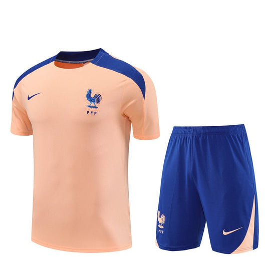 Frankreich Trainingsset 25/26 Trikot Salm und Shorts Blau