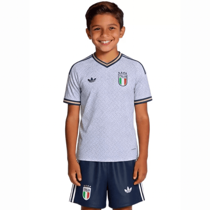 Italien Kinder-Set Auswärtstrikot 25/26 Weiß und Blau