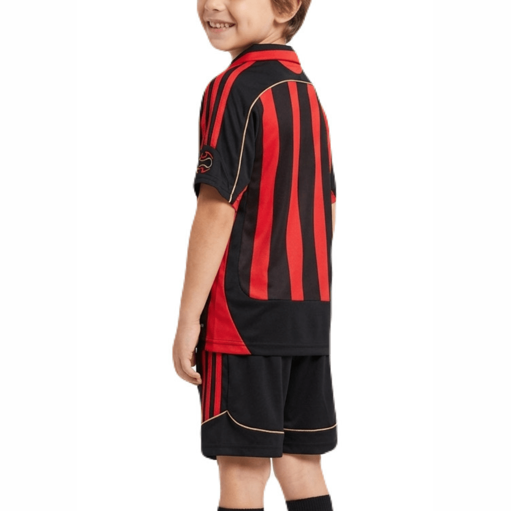 Kinder-Set AC Milan Heimtrikot 06/07 Rot und Schwarz (Retro)