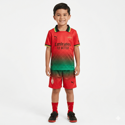 Kinder-Set AC Milan x Off-White 25/26 Trikot und Shorts Rot