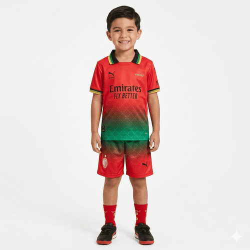 Kinder-Set AC Milan x Off-White 25/26 Trikot und Shorts Rot