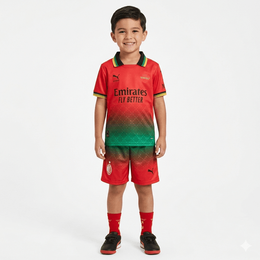 Kinder-Set AC Milan x Off-White 25/26 Trikot und Shorts Rot