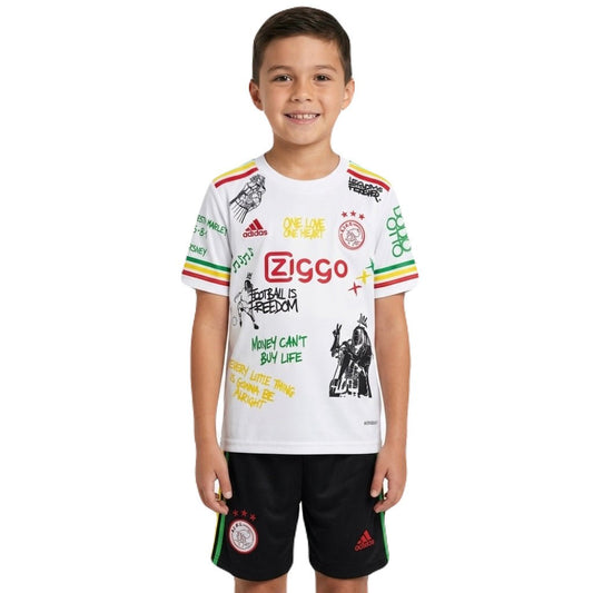 Kinder-Set Ajax Bob Marley 2025/26 Trikot und Shorts