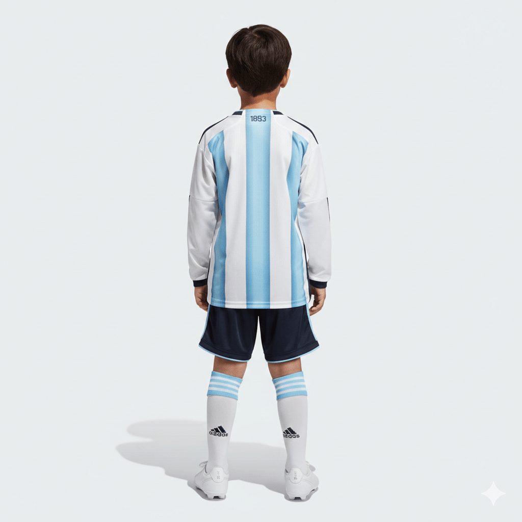 Kinder-Set Argentinien Langarm Heimtrikot 26/27 Trikot und Shorts