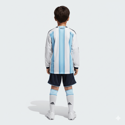 Kinder-Set Argentinien Langarm Heimtrikot 26/27 Trikot und Shorts