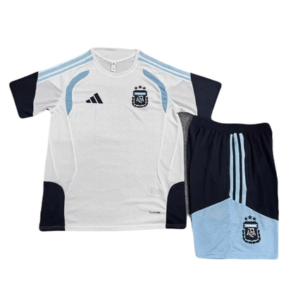 Kinder-Set Argentinien Training 26/27 Trikot Weiß Und Shorts Blau