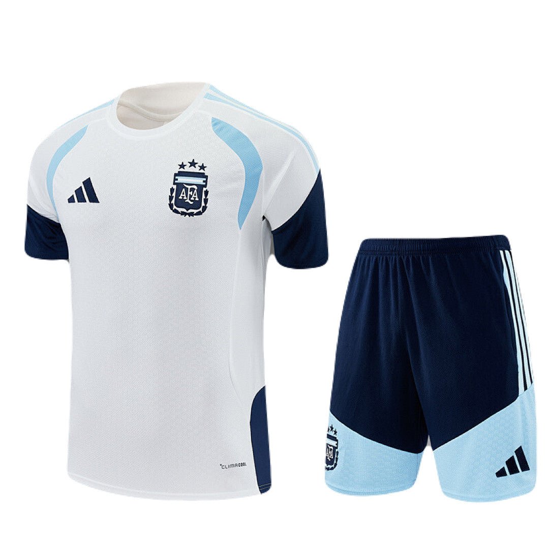 Kinder-Set Argentinien Training 26/27 Trikot Weiß Und Shorts Blau