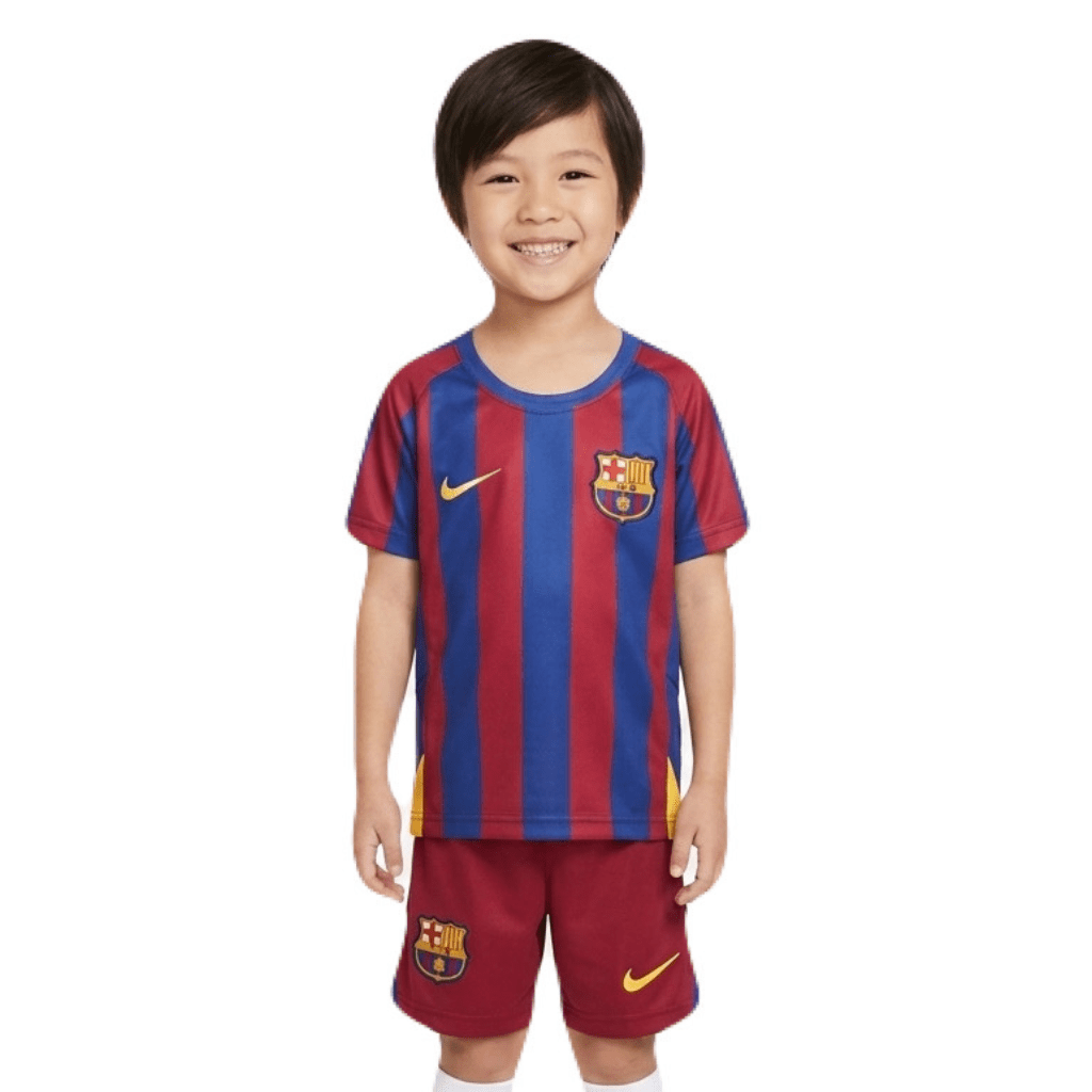 Kinder-Set Barcelona Heimtrikot 05/06 Blau und Granat (Retro)