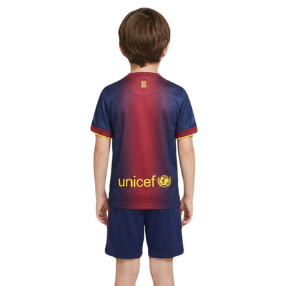 Kinder-Set Barcelona Heimtrikot 12/13 Blau und Granat (Retro)