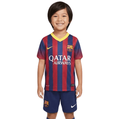 Kinder-Set Barcelona Heimtrikot 13/14 Blau und Granat (Retro)